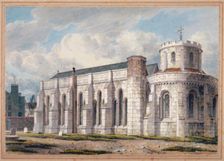 View of Temple Church from across the graveyard, City of London, 1811. Artist: George Shepherd