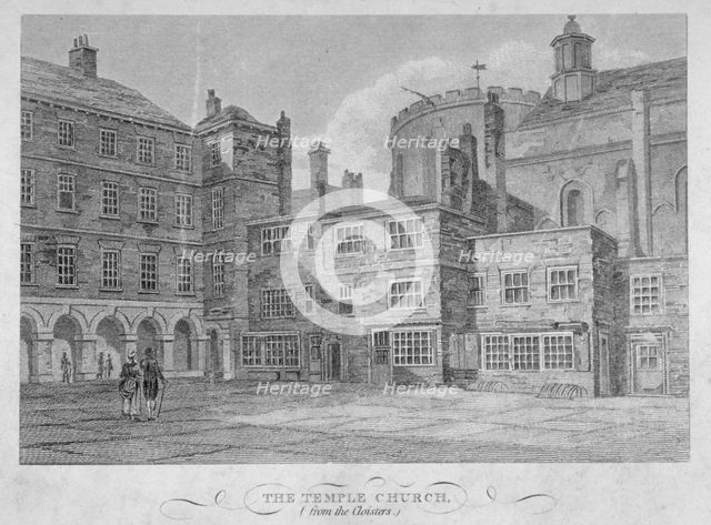 View of Temple Church from the cloisters, City of London, 1804. Artist: John Greig