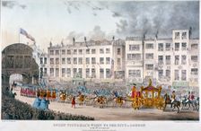 View of Temple Bar during Queen Victoria's visit to the City of London in 1837. Artist: Smart, W