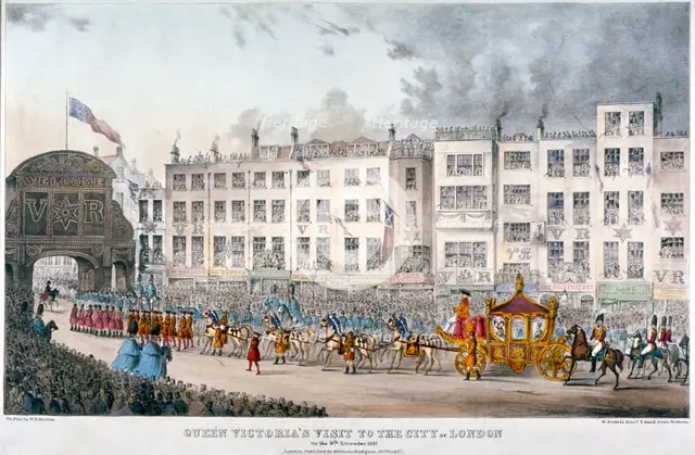 View of Temple Bar during Queen Victoria's visit to the City of London in 1837.                      Artist: Smart, W