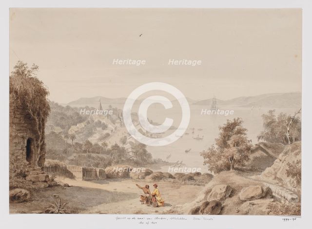 View of Ternate and the roads, the west coast of Halmahera, North Moluccas, 1821. Creator: Adrianus Johannes Bik.