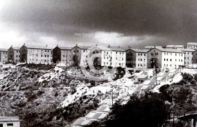 View of the '408 homes' in the neighborhood of El Polvorín of Barcelona, built to house the immig…