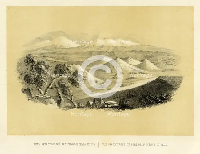 View of the Countryside near the Port of Petropavlovsk, 1856. Creator: Ivan Dem'ianovich Bulychev.