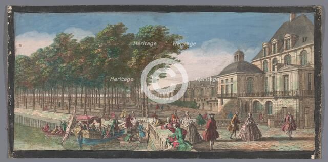 View of the Cour de la Fontaine of the Palais de Fontainebleau, 1700-1799. Creators: Anon, Jacques Rigaud.