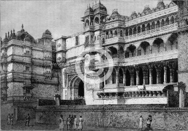 'View of the Court of the Palace of Oodeypore', c1891. Creator: James Grant.