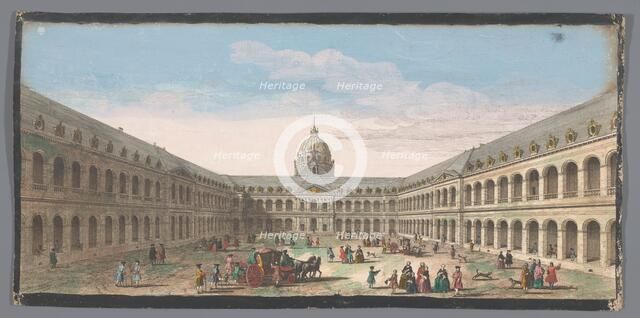 View of the courtyard of the Hôtel des Invalides in Paris, 1700-1799. Creators: Anon, Jacques Rigaud.