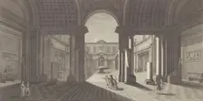 View of the courtyard of the Museo Pio-Clementino, from Veduta generale in prosp..., ca. 1790-1827. Creator: Vicenzo Feoli