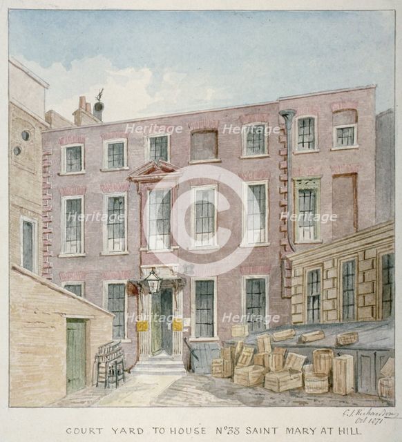 View of the courtyard at no 38 St Mary at Hill, City of London, 1871. Artist: Charles James Richardson