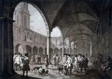 View of the courtyard in the Royal Exchange with merchants and brokers, City of London, 1788. Artist: Francesco Bartolozzi
