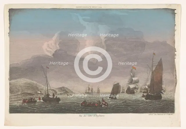 View of the coast of England with ships and boats on the water, 1745-1775. Creator: Anon.