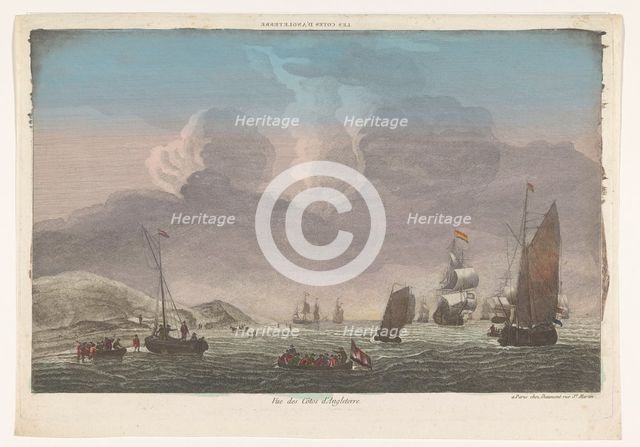 View of the coast of England with ships and boats on the water, 1745-1775. Creator: Anon.