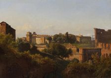 View of the Colosseum and the Arch of Constantine from the Palatine, ca. 1822-24. Creator: Charles Rémond