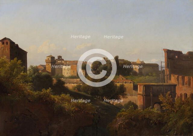 View of the Colosseum and the Arch of Constantine from the Palatine, ca. 1822-24. Creator: Charles Rémond.
