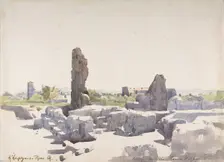 View of the Colosseum from the Basilica of Domitian and the Flavian Palace, Rome, 1864. Creator: Henri-Joseph Harpignies