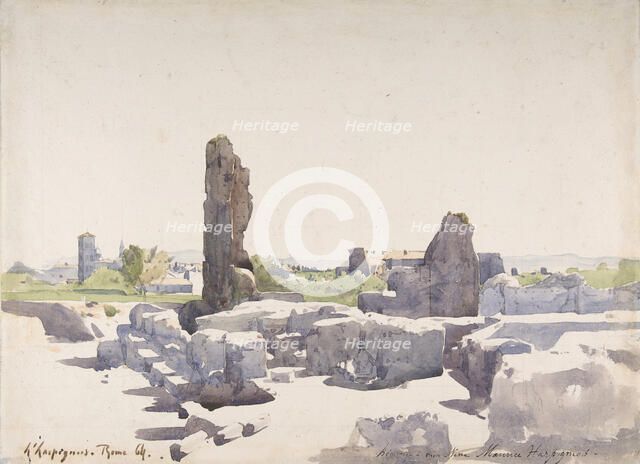 View of the Colosseum from the Basilica of Domitian and the Flavian Palace, Rome, 1864. Creator: Henri-Joseph Harpignies.