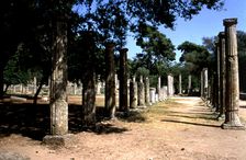 View of the columns of the Olympia Gym