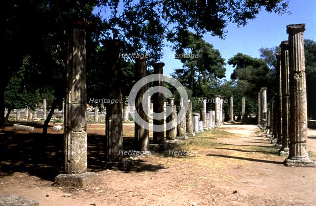 View of the columns of the Olympia Gym.