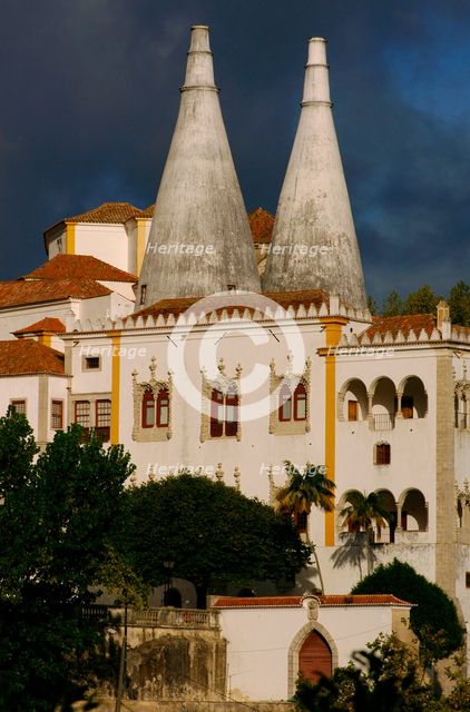 View of the conical chimneys, National Palace (Palacio da Vila), Sintra, Portugal, 2008.  Creator: Unknown.