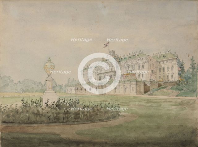 View of the Constantine Palace in Strelna near St. Petersburg, 1856.
