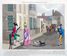 View of the corner of Soho Square and Sutton Street, Westminster, London, c1825. Artist: DT Egerton