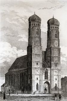 View of the Cathedral of Our Lady, Metropolitan Church of Munich (Germany), built in 1468 and con…