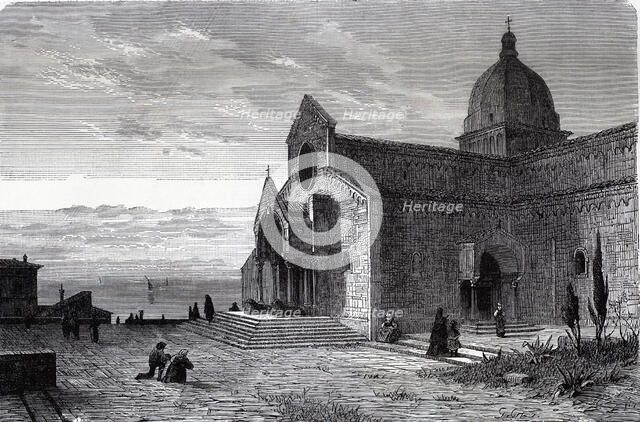 View of the Cathedral of Ancona, engraving.