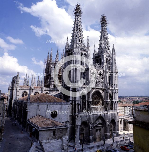 View of the Cathedral of Burgos, begun in 1221 and completed in the 15th century.