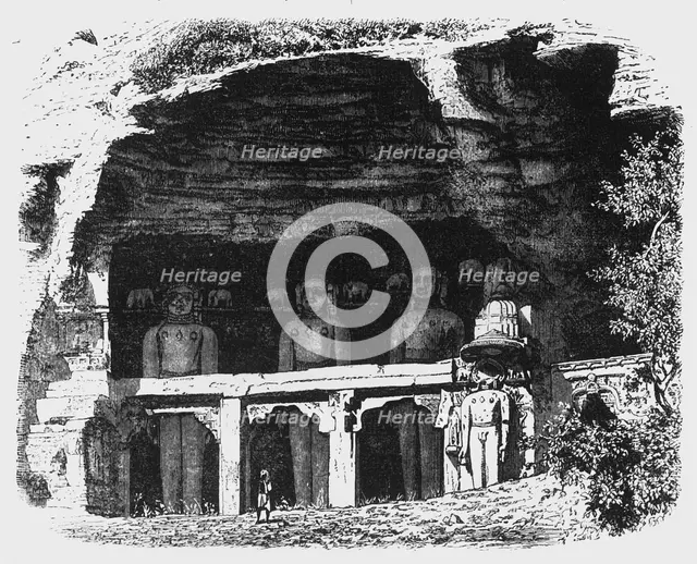 'View of the Cavern of Tirthankars, near Gwalior', c1891. Creator: James Grant.