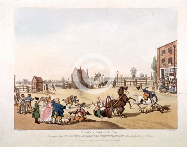 View of the Cambridge Heath Turnpike, Hackney, London, 1809. Artist: Heinrich Schutz