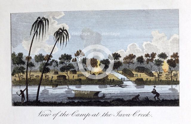 'View of the Camp at the Java Creek', 1813. Artist: John Gabriel Stedman