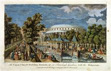 View of the Canal, Chinese Building and Rotunda in Ranelagh Gardens, Chelsea, London, c1750. Artist: Anon