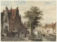 View of the canal in Hasselt, 1863. Creator: Cornelis Springer