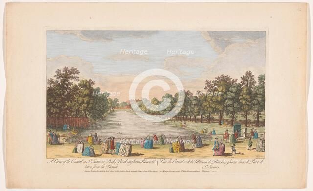 View of the canal in Saint James's Park in London, seen from the Horse Guards Parade, 1753. Creator: Stevens.