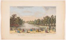 View of the canal in Saint James's Park in London, seen from the Horse Guards Parade, 1753. Creator: Stevens
