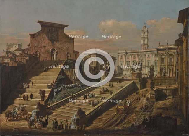 View of the Capitol with the Church of Santa Maria in Ara Coeli, 1768. Creator: Bellotto, Bernardo (1720-1780).