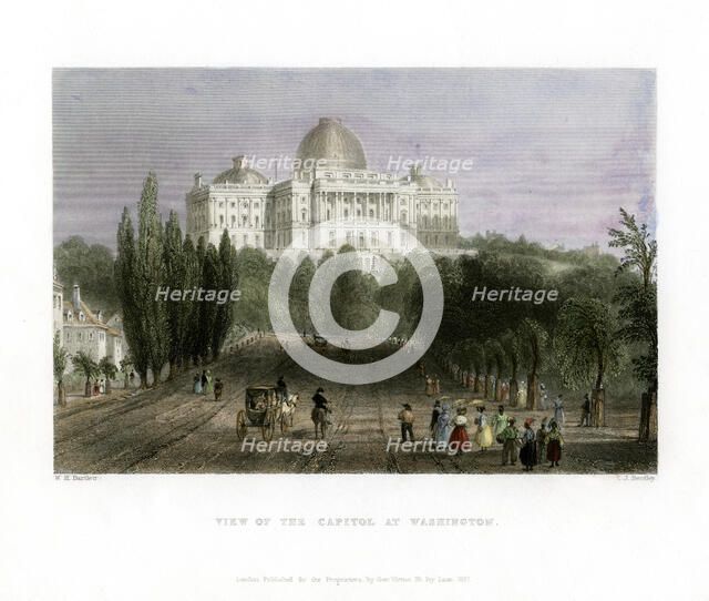 View of the Capitol at Washington, USA, 1837.Artist: CJ Bentley
