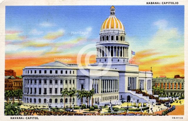 View of the Capitol Building, Havana, Cuba, 1940. Artist: Unknown