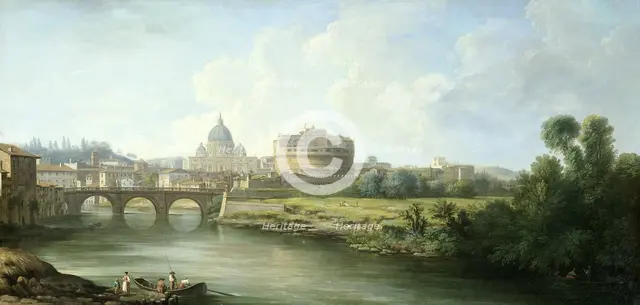 View of the Castel Sant'Angelo in Rome, 1750-1800. Creator: Pierre Antoine de Machy.