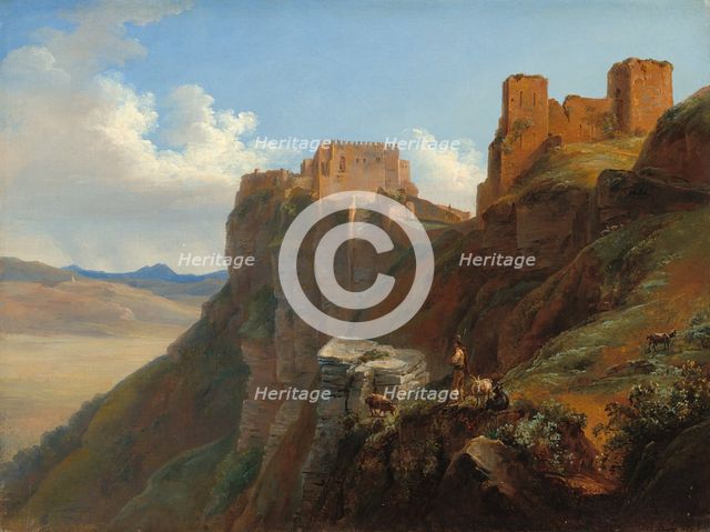 View of the Castello di San Giuliano, near Trapani, Sicily, c. 1824/1826. Creator: Louise-Joséphine Sarazin de Belmont.
