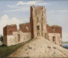 View of the Castle at Troki (Trakai), 1854. Creator: Wincenty Dmochowski