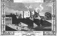 View of the Castle and Bridge of Haverford West in Pembrokeshire. late 18th century