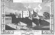View of the Castle and Bridge of Haverford West in Pembrokeshire. late 18th century