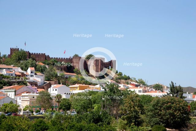 View of the castle and panorama over the surrounding landscape, Silves, Portugal, 2009.  Artist: Samuel Magal