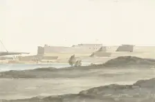View of the castle in the port of Barletta, 1778. Creator: Louis Ducros