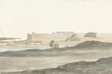 View of the castle in the port of Barletta, 1778. Creator: Louis Ducros
