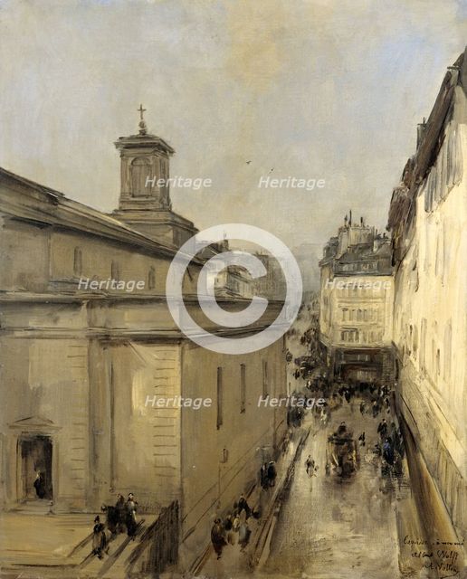 View of the Church of Notre Dame de Lorette and the Rue Fléchier, Paris, c.1860-c.1900. Creator: Antoine Vollon.