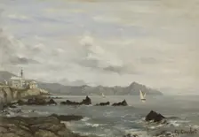 View of the Church of Boccadasse in Genoa and the promontory of Portofino, before 1881. Creator: Unknown