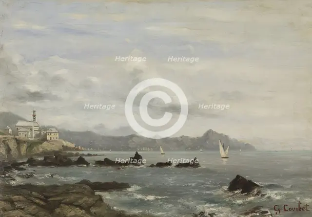 View of the Church of Boccadasse in Genoa and the promontory of Portofino, before 1881. Creator: Unknown.