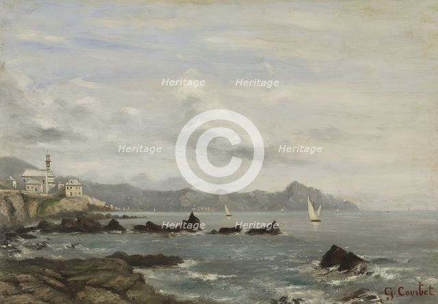 View of the Church of Boccadasse in Genoa and the promontory of Portofino, before 1881. Creator: Unknown.