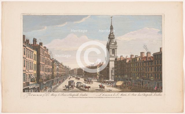 View of the church of St. Mary le Bow in Cheapside London, 1745-1753. Creator: Thomas Bowles.
